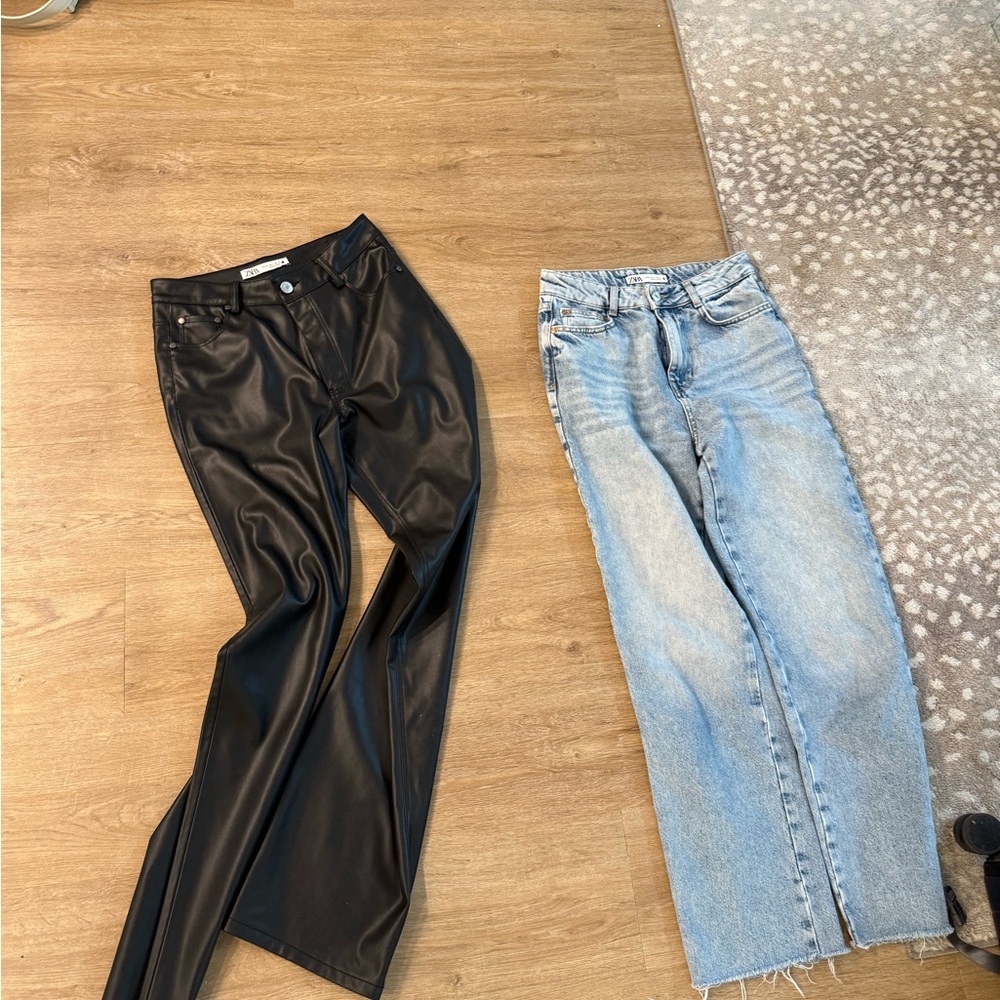 Leather Pants and Blue Women's Jeans